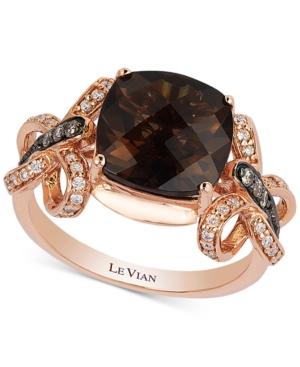 Le Vian Chocolatier Smoky Quartz (3-1/4 Ct. T.w.) And Diamond (1/5 Ct. T.w.) Ring In 14k Rose Gold