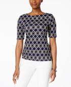 Charter Club Petite Cotton Geo-print Top, Only At Macy's