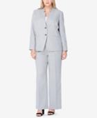 Tahari Asl Plus Size Star-collar Melange Pantsuit