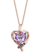 Le Vian Pink Amethyst (2-1/10 Ct. T.w.) & Diamond Accent Heart 18 Pendant Necklace In 14k Rose Gold