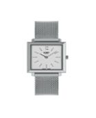 Henry London Heritage Square Silver Stainless Steel Case White Dial And Silver Mesh Bracelet