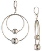 Dkny Bead Double-row Orbital Drop Hoop Earrings, Created For Macy's