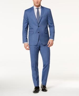 Vince Camuto Men's Slim-fit Stretch Blue Tic Suit