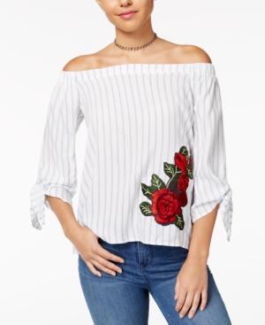 Polly & Esther Juniors' Cotton Striped Off-the-shoulder Top