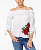 Polly & Esther Juniors' Cotton Striped Off-the-shoulder Top