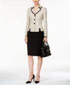 Le Suit Contrast Three-button Skirt Suit