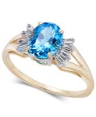 Blue Topaz (1-5/8 Ct. T.w.) & Diamond (1/8 Ct. T.w.) Ring In 14k Gold
