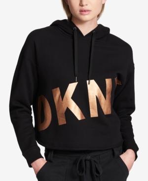 Dkny Sport Cropped Fleece Graphic Hoodie