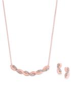 Charter Club Rose Gold-tone Pave Twist Necklace & Drop Earrings
