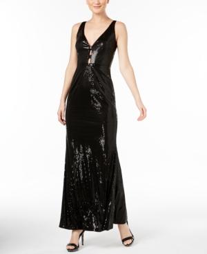 Calvin Klein V-neck Sequined Gown