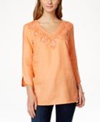 Charter Club Embellished Linen Tunic, Only At Macy's