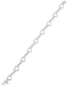 Diamond Heart Link Bracelet (1/10 Ct. T.w.) In Sterling Silver