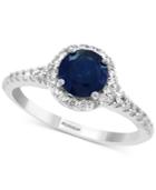 Gemstone Bridal By Effy Sapphire (1 Ct. T.w.) & Diamond (1/3 Ct. T.w.) Ring In 18k White Gold