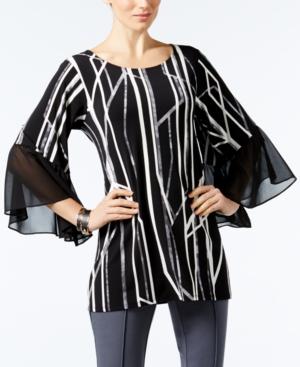 Alfani Printed Flare-sleeve Top, Only At Macy's