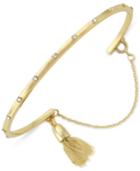 Vince Camuto Gold-tone Crystal Studded Tassel Bangle Bracelet