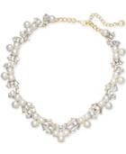 Charter Club Gold-tone Imitation Pearl And Crystal Collar Necklace, Created For Macy's