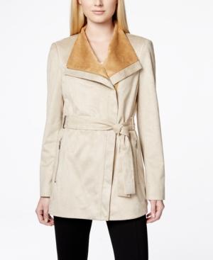 Calvin Klein Faux-suede Wrap Trench Coat