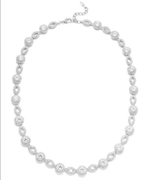 Eliot Danori Necklace, Silver-tone Crystal And Cubic Zirconia Marquise And Circle Framed Link Necklace (19 Ct. T.w.)
