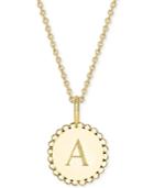 Sarah Chloe Initial Medallion Pendant Necklace In 14k Gold-plated Sterling Silver, 16 + 2 Extender