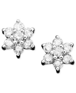 Diamond Earrings, 14k White Gold Flower Cluster Diamond (1/5 Ct. T.w.)