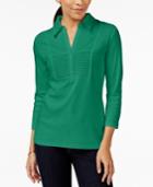 Karen Scott Three-quarter-sleeve Pleated Top, Only At Macy's