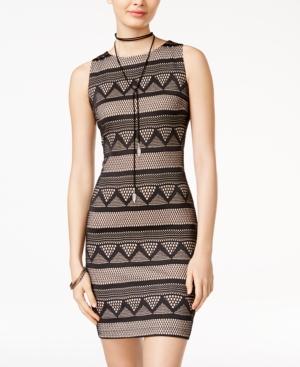 Emerald Sundae Juniors' Geo-print Bodycon Dress