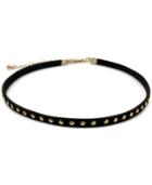 Guess Gold-tone Black Imitation Suede Studded Choker Necklace