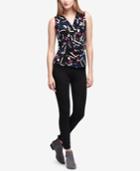 Dkny Printed Faux-wrap Top, Created For Macy's