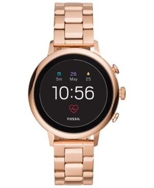Fossil Q Women's Venture Hr Rose Gold-tone Stainless Steel Bracelet Touchscreen Smart Watch 40mm