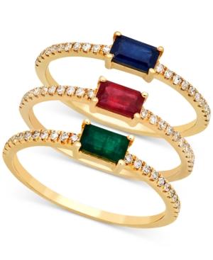 Emerald (1/3 Ct. T.w.) & Diamond (1/3 Ct. T.w.) Stackable Ring In 14k Gold