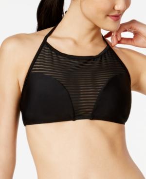 California Waves High-neck Illusion Mesh Halter Bikini Top Women's Swimsuit