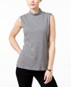 Karen Scott Striped Mock-turtleneck Top, Only At Macy's