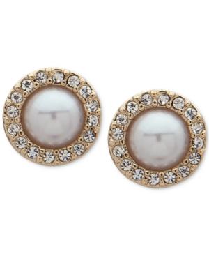 Ivanka Trump Gold-tone Imitation Pearl & Crystal Halo Stud Earrings