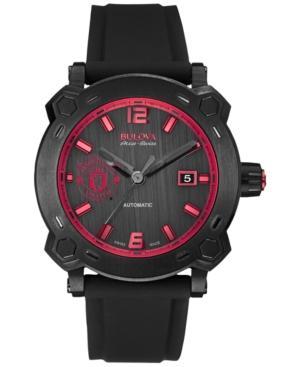 Bulova Accuswiss Men's Automatic Percheron Black Silicone Rubber Strap Watch 43mm 65b165 - Manchester United Edition