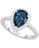 London Blue Topaz (2-1/4 Ct. T.w.) & Diamond (1/3 Ct. T.w.) Ring In 14k White Gold