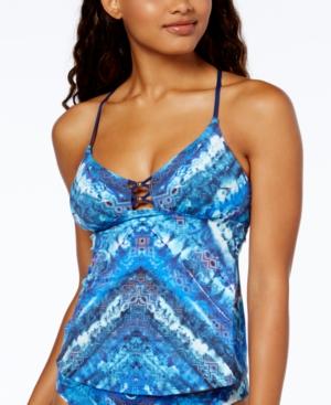 Lucky Brand High Vibes Tie-dyed Tankini Top Women's Swimsuit