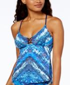 Lucky Brand High Vibes Tie-dyed Tankini Top Women's Swimsuit