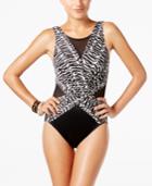 Miraclesuit Between The Pleats Printed Tummy-control One-piece Swimsuit Women's Swimsuit