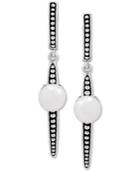 Cultured Freshwater Button Pearl (7mm) Drop Earrings In Sterling Silver