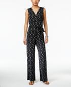 Ny Collection Petite Printed Surplice Jumpsuit