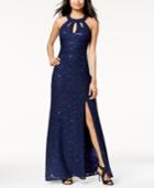 Morgan & Company Juniors' Open-back Sequined Lace Gown
