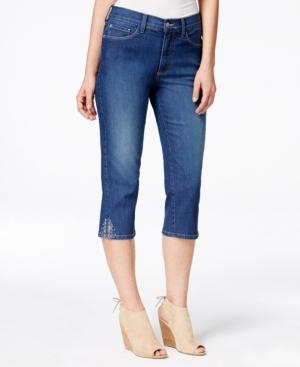 Nydj Ariel Cropped Rhinestone-button Cleveland Wash Jeans