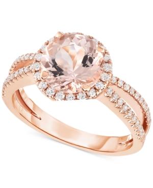 Morganite (1-5/8 Ct. T.w.) & Diamond (1/3 Ct. T.w.) Ring In 14k Rose Gold