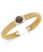 Smoky Quartz (3-3/8 Ct. T.w.) And Diamond (1/5 Ct. T.w.) Popcorn Mesh Bangle Bracelet In 14k Gold-plated Sterling Silver