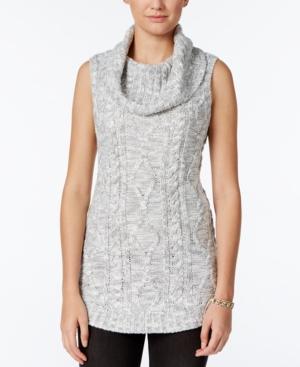 Freshman Juniors' Sleeveless Cowl-neck Tunic Sweater