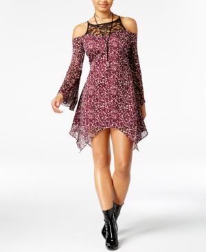 The Edit By Seventeen Juniors' Animal-print Cold-shoulder Dress
