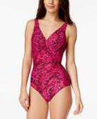 Miraclesuit Printed Tummy-control Ruched One-piece Swimsuit Women's Swimsuit