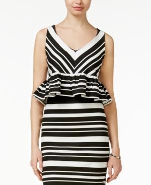 Bar Iii Striped Peplum Crop Top, Only At Macy's