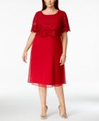 R & M Richards Plus Size Lace Popover Dress