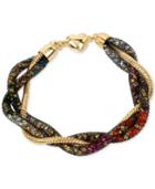 Betsey Johnson Gold-tone Crystal Mesh Filled Twisted Coil Bracelet